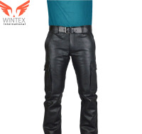 New Wintex International Men's Black Cowhide Leather Cargo Pants Size 36