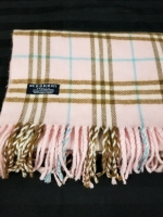 BURBERRY 100% Cashmere pink plaid scarf