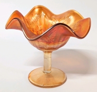 Unsigned Fenton Carnival Glass Holly Fluted Candy Dish