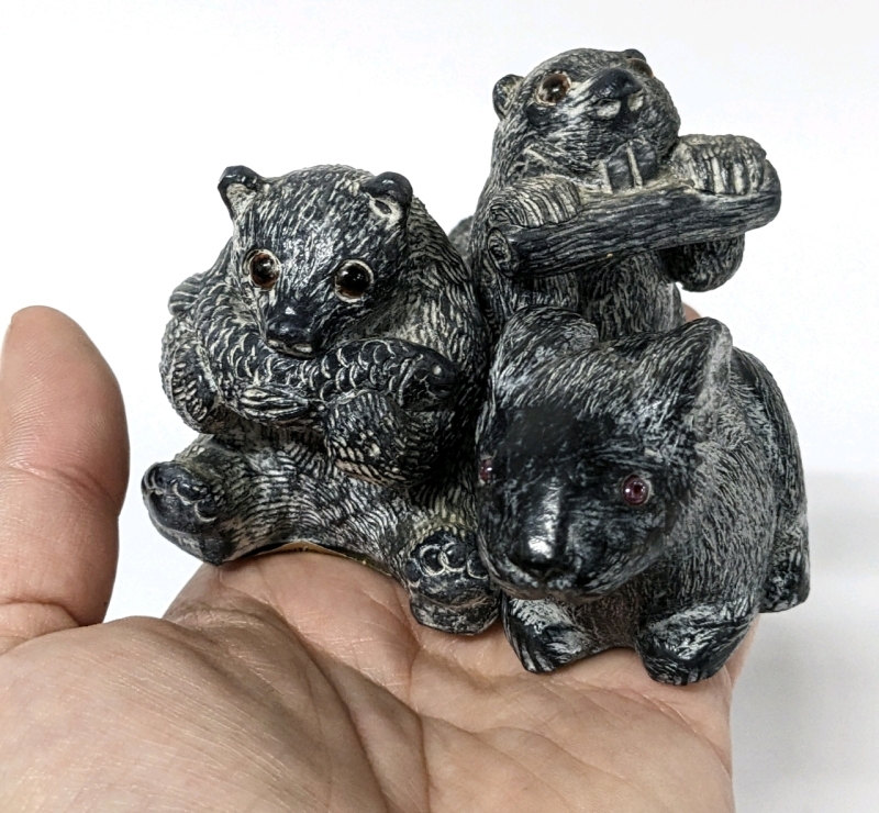 3 Vintage ALWOLF Faux-Soapstone Critters Made in Canada