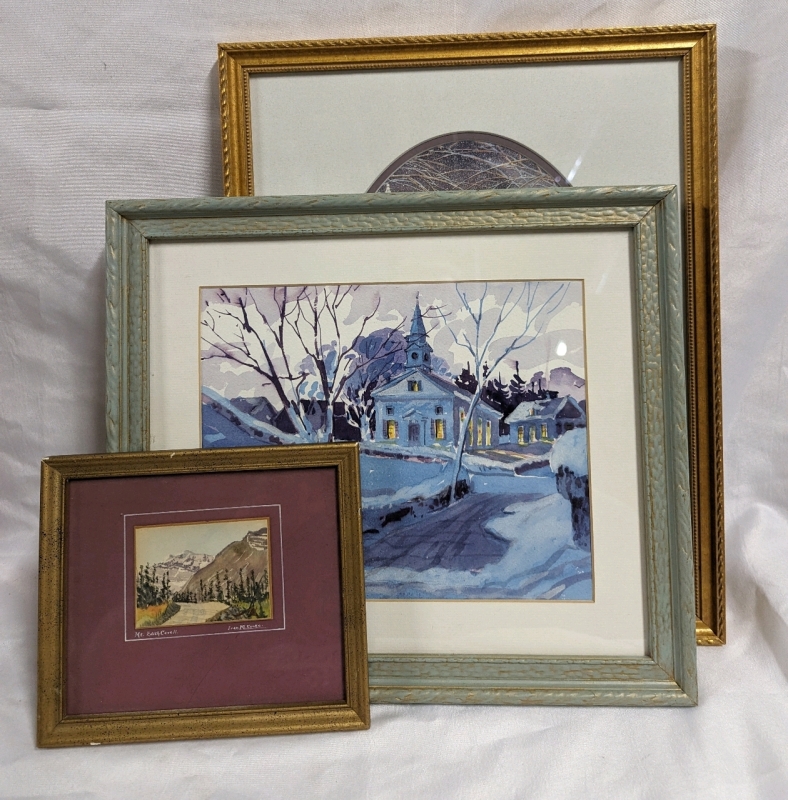 3 Framed Artworks. 2 Prints + 1 Watercolour