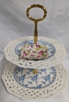 Skye McGhie Porcelain 10" 2 Tiered Serving Dish & James Kent Pin Dish