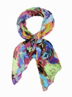 New Desigual Rectangular Crinkled Floral Foulard. Size U