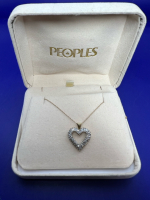 10K Diamond filled Open Heart on 10K Gold Chain