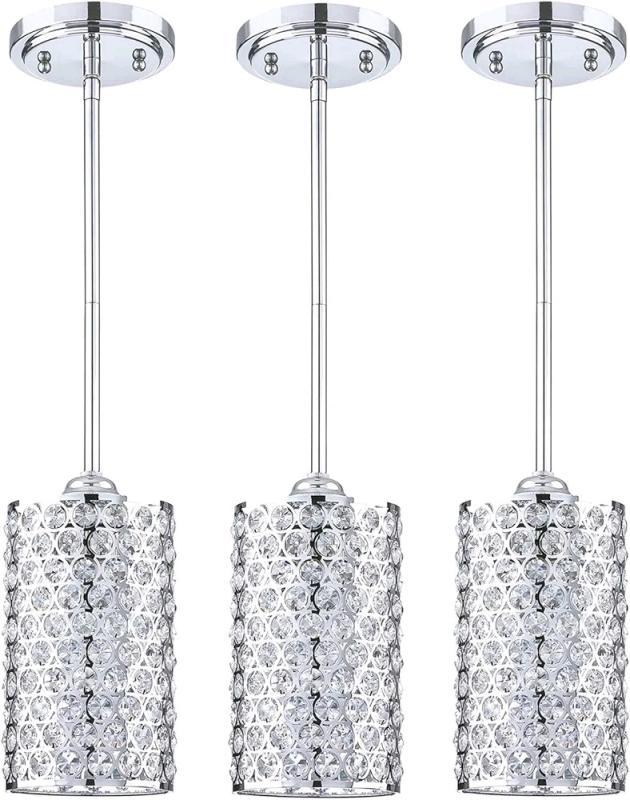 Doraimi 3 Pack Adjustable Crystal Ceiling Pendant Hanging Lights