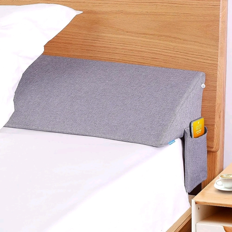 Banflower Bed Wedge Pillow: Grey. King Size ( 76" x 10" x 6" )