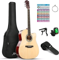 Moukey 41" Acoustic Guitar w/Carry Case , Extra String , Capo & Tuner - As New