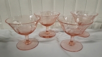 4 Vintage Hughes Pink Corn Flower Sherbet Dishes