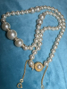 Modern Pearl and Rhinestone Necklace and Brooch - 3