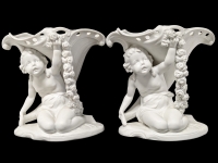 Antique German Parian Porcelain Vases c1900