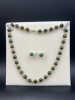 Vintage BC Jade and Pearl Necklace & Jade Ball Earrings