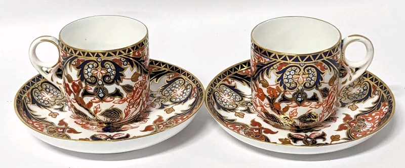 Royal Crown Derby England Kings Pattern Coffee Cans & Saucers