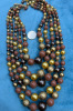 Vintage Five Strand Brown Bead Necklace - 3
