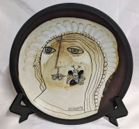 Susana Espinosa Mid-Century Modern Pottery Portrait Plaque.