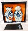 Adorable 10.25" Tall Porcelain Boy & Girl Figures by Xu Jing with Certificate Booklet & Original Box.