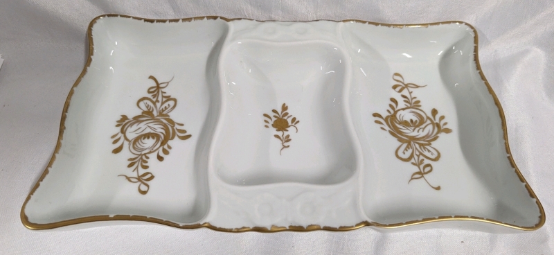 Vintage Birks Hand Painted Divided Porcelain Serving Tray