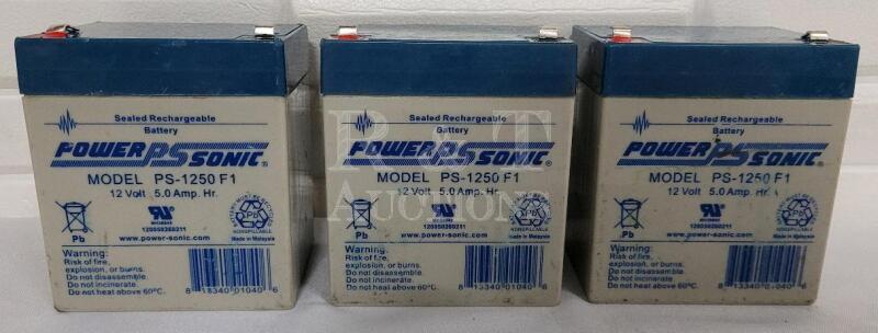 Power Sonic PS-1250 F1 12volt Batteries , Three (3) Batteries