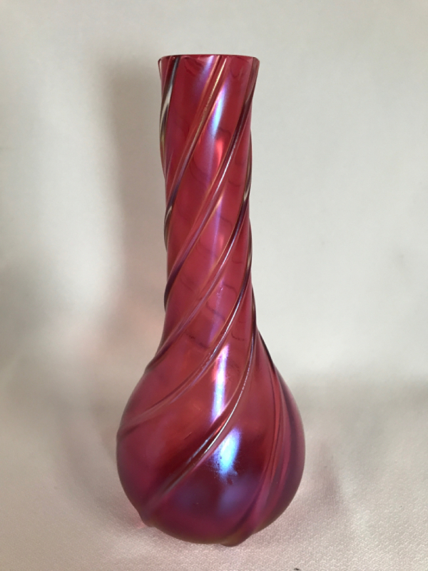 Rindskopf Cranberry Glass Vase c1910 7.5 inches w