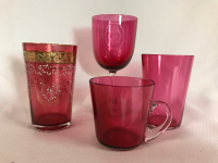 4 pcs Antique Victorian Cranberry Glass