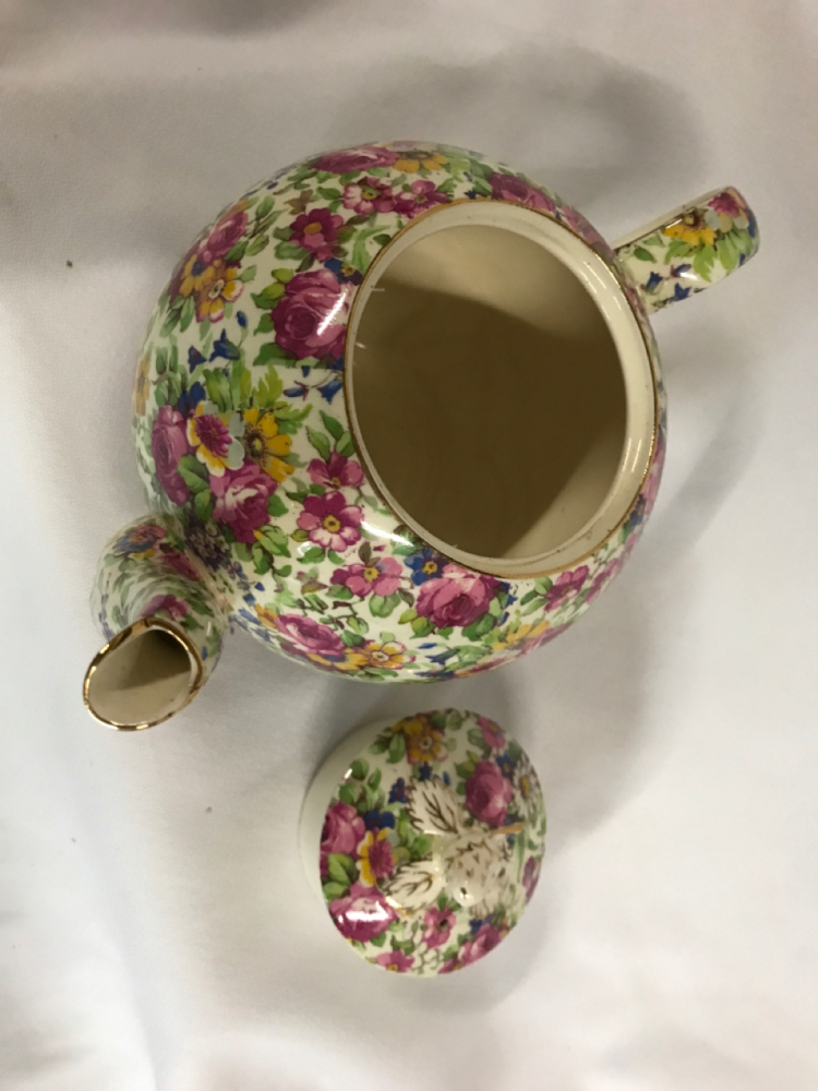 Vintage Royal Winton Summertime Chintz Teapot 5 inch tall