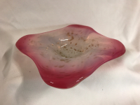 Vintage Murano Glass Dish Cranberry with Gold Flecks 20 x 10 inches