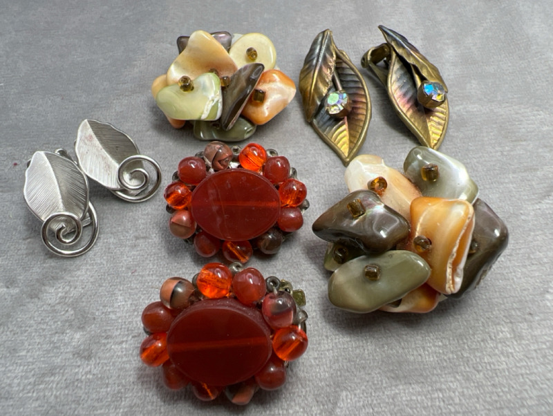 Four Vintage Clip On Earrings