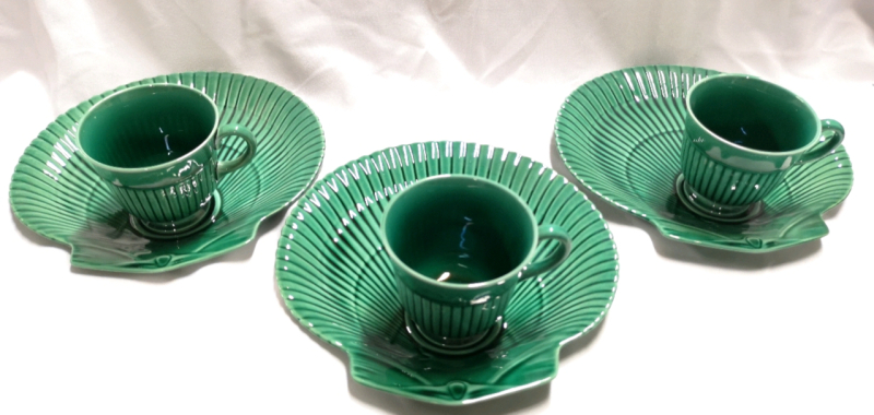 3 Wedgwood Green Majolica Tennis Sets - Made in England