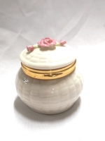 BELLEEK Trinket Box - Flowers of the Month of June Summer Rose