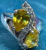 Yellow with clear Cubic Zirconia Ring - 2