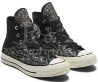 New Converse Ladies Size 8.5 Chuck 70 High 'Archival Glitter Flame - Black Egret' 569387C