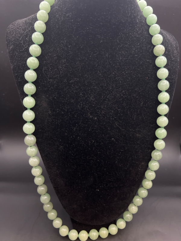 Long Jade Bead knotted Necklace