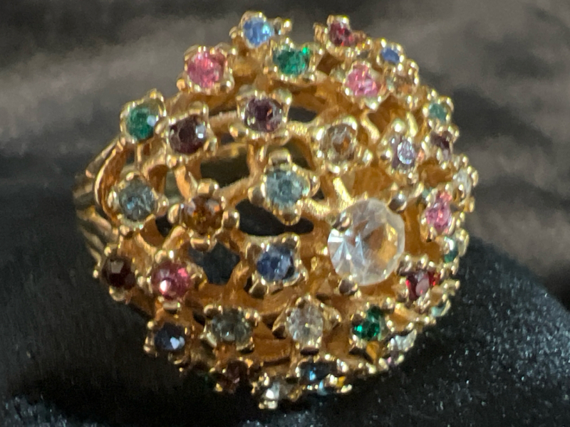 Multi Colour Cubic Zirconia Dome Ring