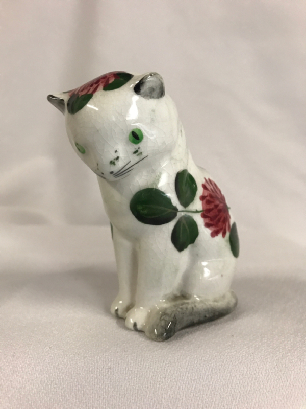 Plichta Pottery Cat Decorated by Nekala London England 3.5 inches tall