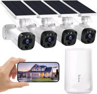 Solar Wireless 4-Cam Security Camera System w/2K Resolution - As New in Box