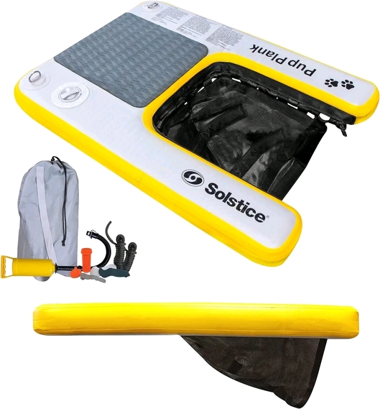 SOLSTICE Inflatable Pup Plank Dog Float Floating Ramp Ladder for Pools Boats Docks
