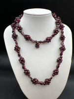 Vintage Knotted Garnet Bead Necklace