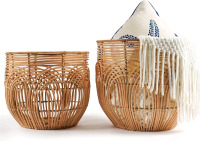 Xavia Handicrafts Set of 2 Round Rattan Storage Baskets . As New in Box