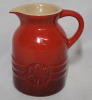 Le Creuset Cerise Syrup Jar , Measures 4" Tall . No chips or cracks - 2