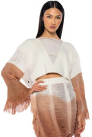 NEW with tags Akira Need a Flight Fringe Crop Cardigan size XL Color Ivory