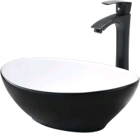 VASOYO 16"&times;13" Oval Vessel Sink & Faucet Combo , 16"&times;13" . Black & White . As New in Box
