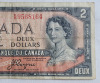 1954 Canadian " Devils Face " Bank of Canada $2 Two Dollar Bank Note - 3