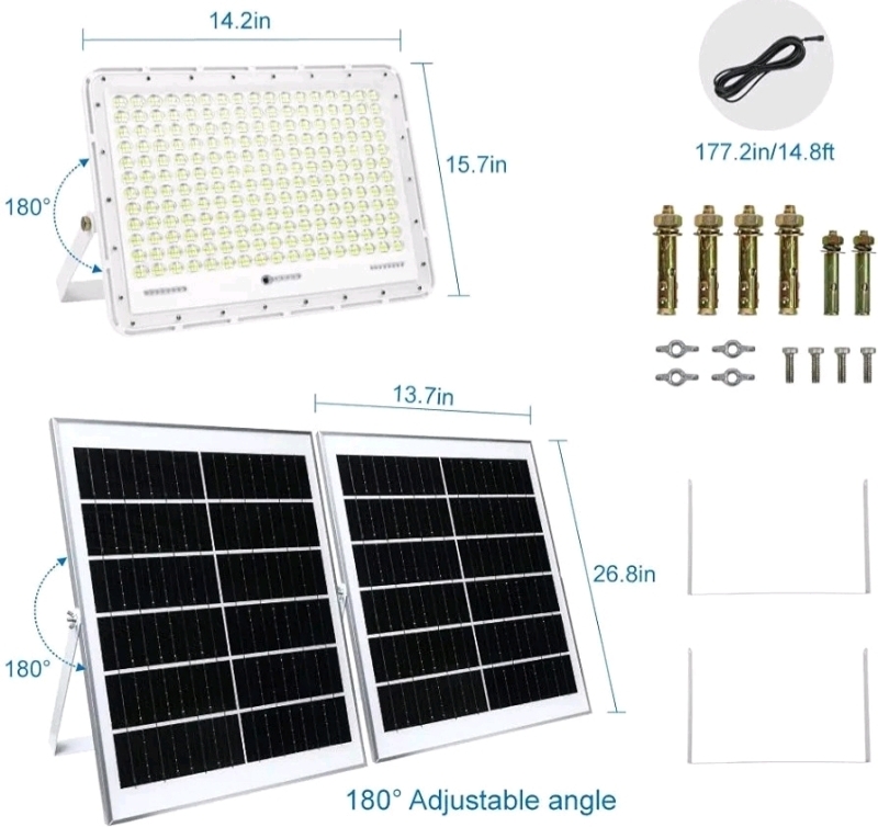 TINSUM 500W Solar LED Outdoor Flood Light , No Remote