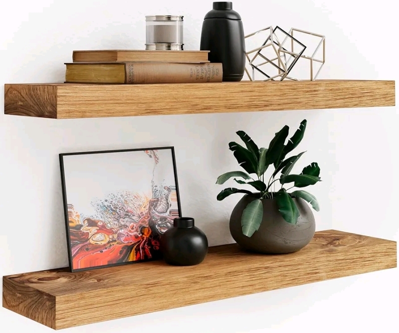 Imperative Décor Floating Wood Wall Shelves , Set of 2 . Measures 36" x 5.5", As New