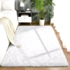 Super Soft Shaggy White Faux Fur Rug Just Over 6 Feet x 5 Feet Large