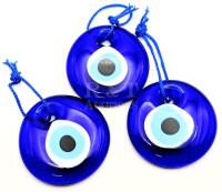 3 New Lampwork Glass Evil Eye Hanging Charms (2.25" wide ea)