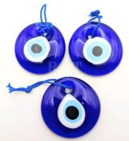 3 New Lampwork Glass Evil Eye Hanging Charms (2.25" wide ea)