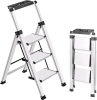 New XinSunho 3 Step Ladder, Retractable Handgrip Folding Step Stool - 3