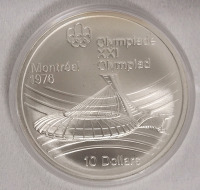 1976 Canadian Silver Montreal Olympics $10 Ten Dollar Silver Coin in Case . 925 Silver