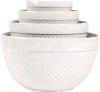 Tabletops Gallery Hobnail Style 4pc Classic White Stoneware Mixing Bowls - New