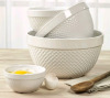 Tabletops Gallery Hobnail Style 4pc Classic White Stoneware Mixing Bowls - New - 3